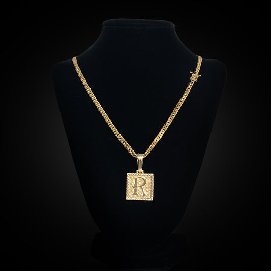 Colar Masculino Personalizado com Pingente Letra "R" – Banho Dourado Premium