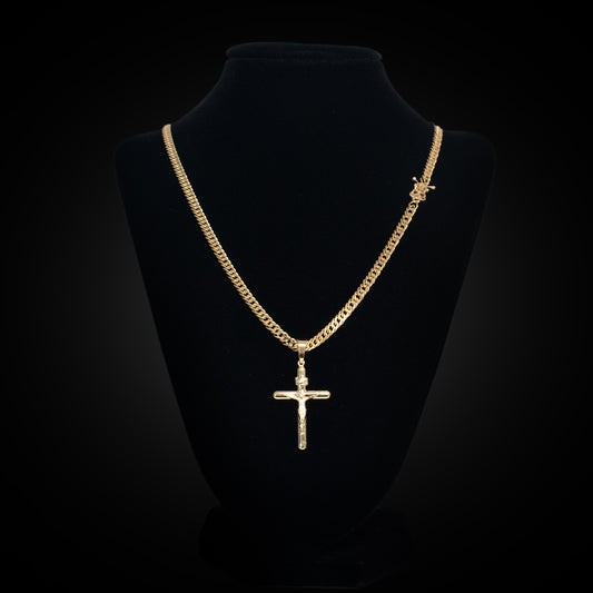 Colar Masculino com Pingente de Cruz – Banho Dourado Premium