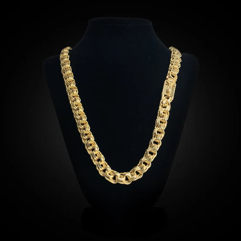 Corrente Elo Triplo Grossa 13mm Banhada a Ouro 18k