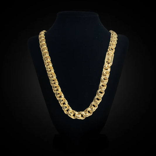 Corrente Elo Triplo Grossa 13mm Banhada a Ouro 18k